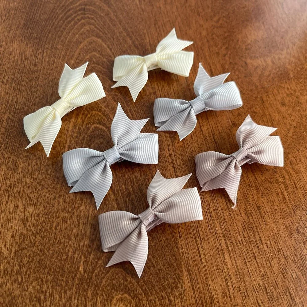 Neutral pastel bow hair clips NWOT
